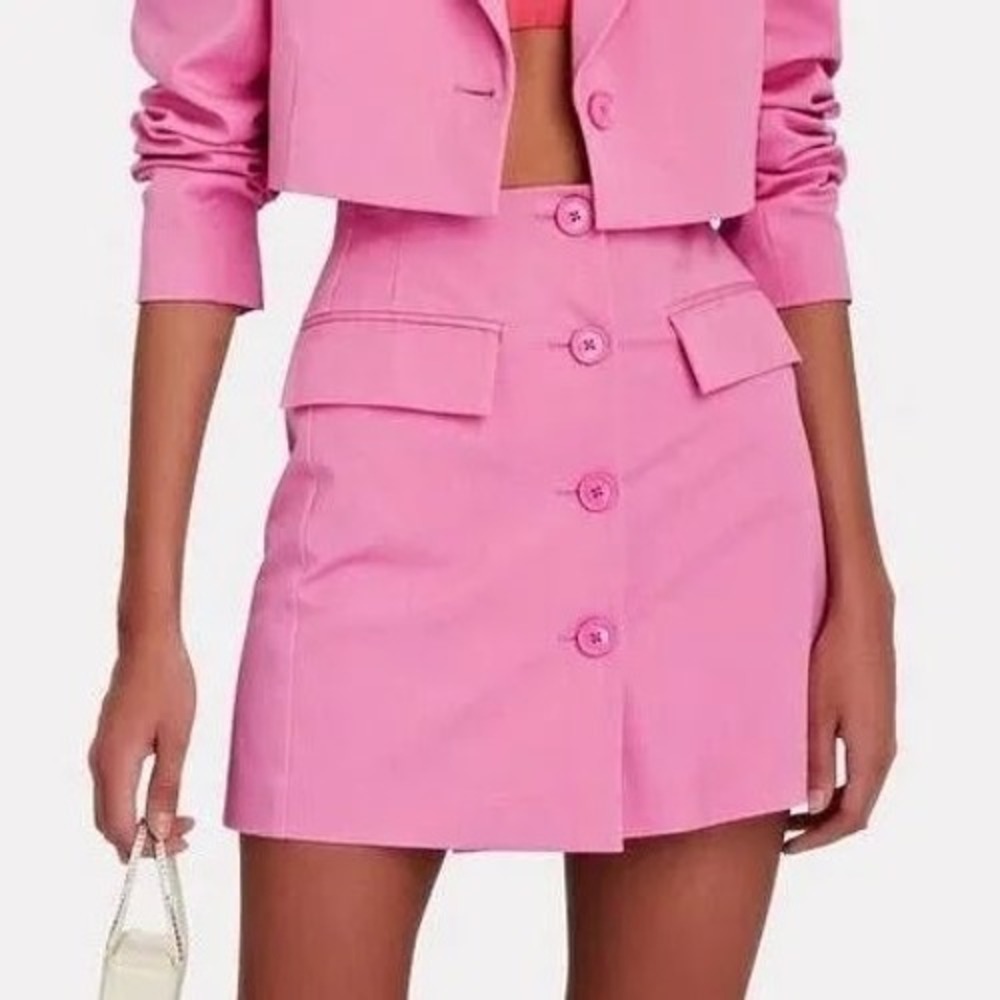 Derek Lam 10 Crosby Hot Pink Button Front Mini Skirt with Flap Pockets Size 6